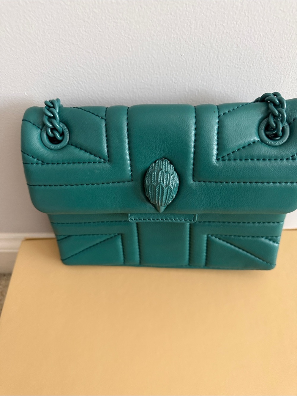 Kurt Geiger Teal Quilted Crossbody Bag with Chain Strap